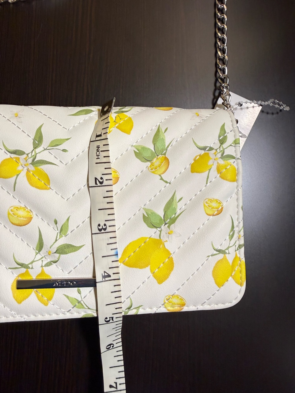ALDO Women's White Lemon Print Quilted Crossbody Bag NWT - Picture 9 of 10